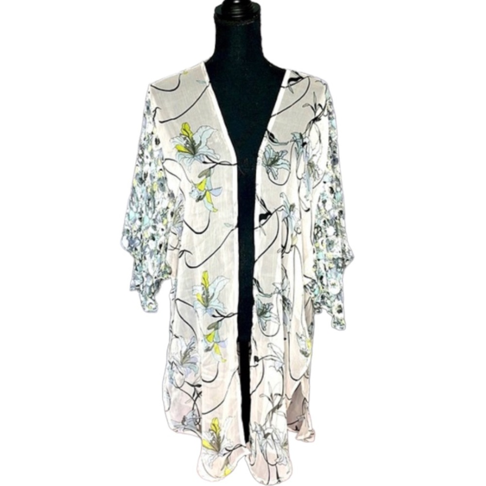 Steve Madden Sheer Floral Print Kimono Cover Up